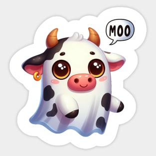 Cute Cow Ghost Sticker